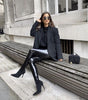 Pantalon Taille Haute Moulant en Simili Cuir Brillant Femme