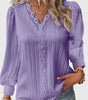 Blouse Pull-over à Col V avec Dentelle pour Femmes