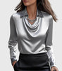 Blouse Satin à Manches Longues pour Femmes