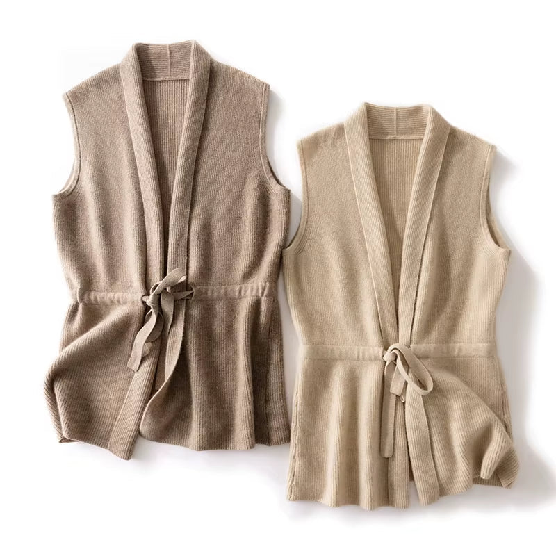Gilet Sans Manches en Laine Mérinos pour Femmes