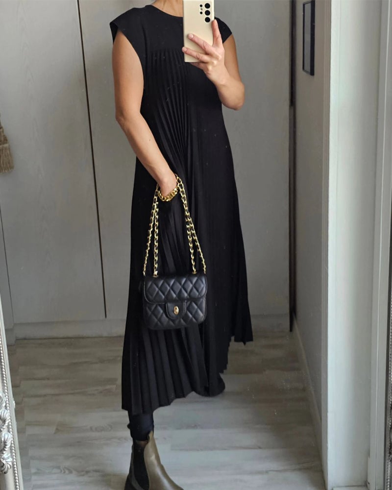Robe Longue Plissée sans Manches pour Femme | Idéale pour le Quotidien