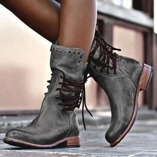 Bottines en Cuir à Lacets Élégantes pour Femmes