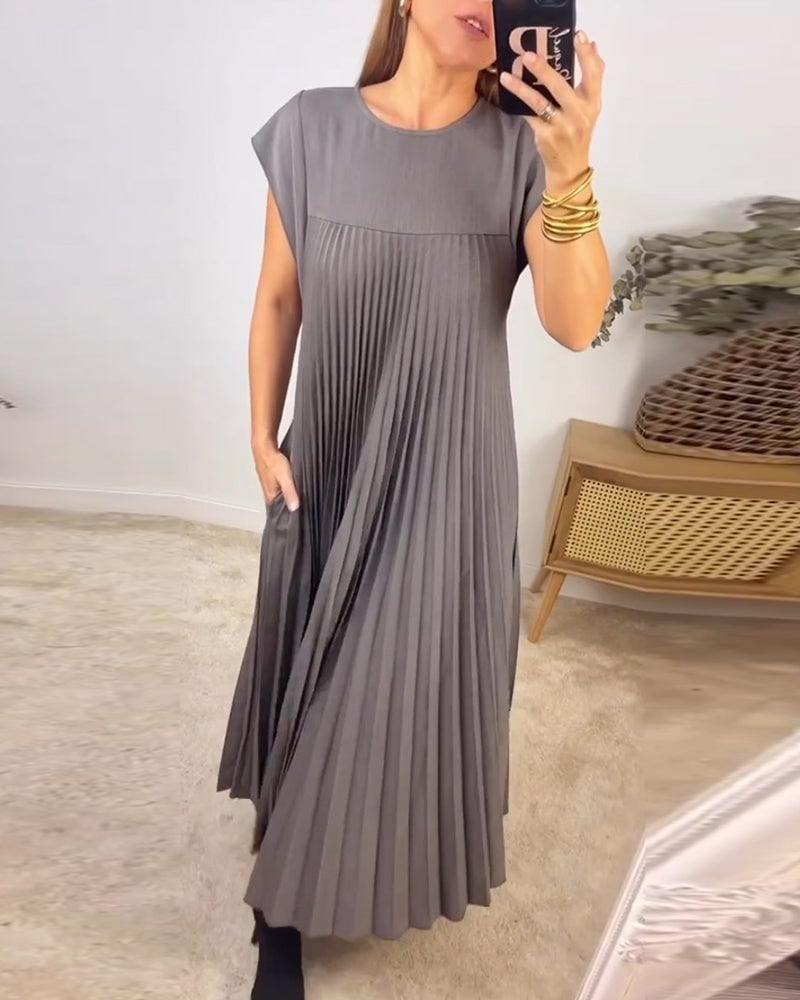 Robe Longue Plissée sans Manches pour Femme | Idéale pour le Quotidien