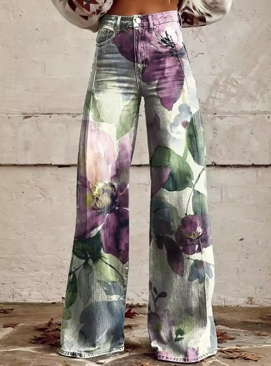 Pantalon à Jambe Large Imprimé pour Femmes