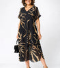 Robe Midi Élégante avec Imprimé pour Femmes