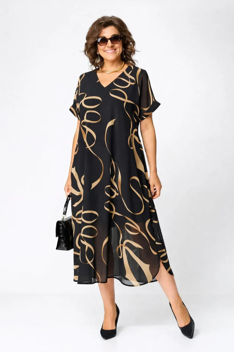 Robe Midi Élégante avec Imprimé pour Femmes