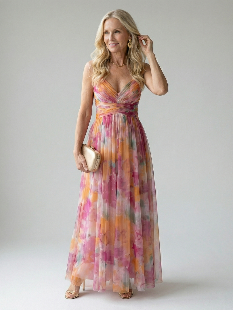 Robe Maxi Sans Manches à Imprimé pour Femme