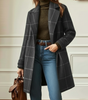Manteau à Carreaux en Tissu Effet Laine pour Femme