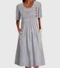 Robe longue boutonnée avec poches pour femmes