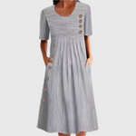 Robe longue boutonnée avec poches pour femmes