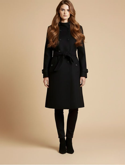 Manteau Croisé Mi-Long Élégant pour Femmes