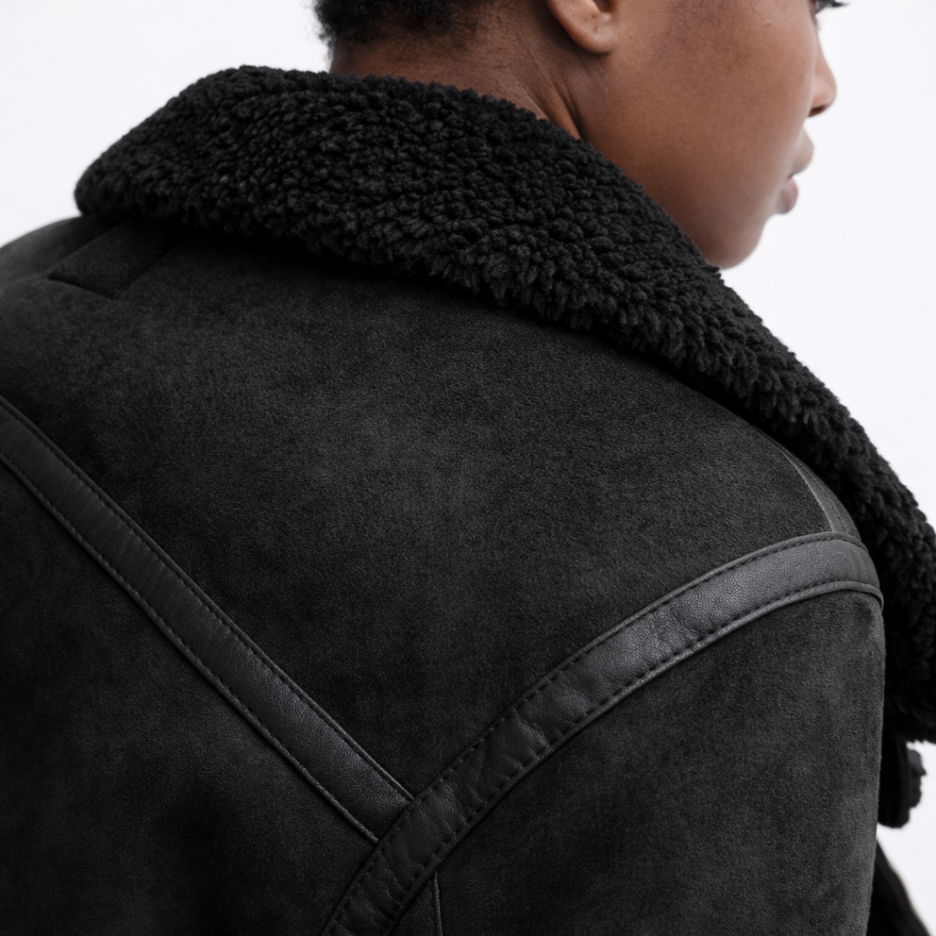 Veste Aviateur en Daim Coupe Ample avec Ceinture pour Femme