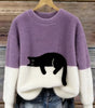 Pull décontracté avec motif chat pour femmes