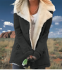 Veste Droite Style Militaire à Large Col en Fausse Fourrure Femme