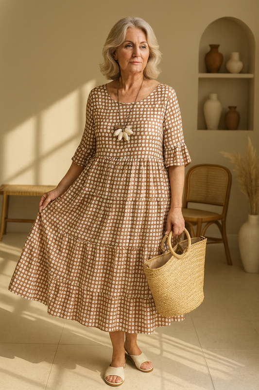 Robe midi à manches courtes pour femmes