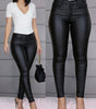 Pantalon Taille Haute en Simili Cuir Coupe Slim pour Femme