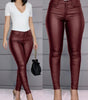 Pantalon Taille Haute en Simili Cuir Coupe Slim pour Femme