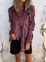 Chemise en daim décontractée à col tailleur pour femmes