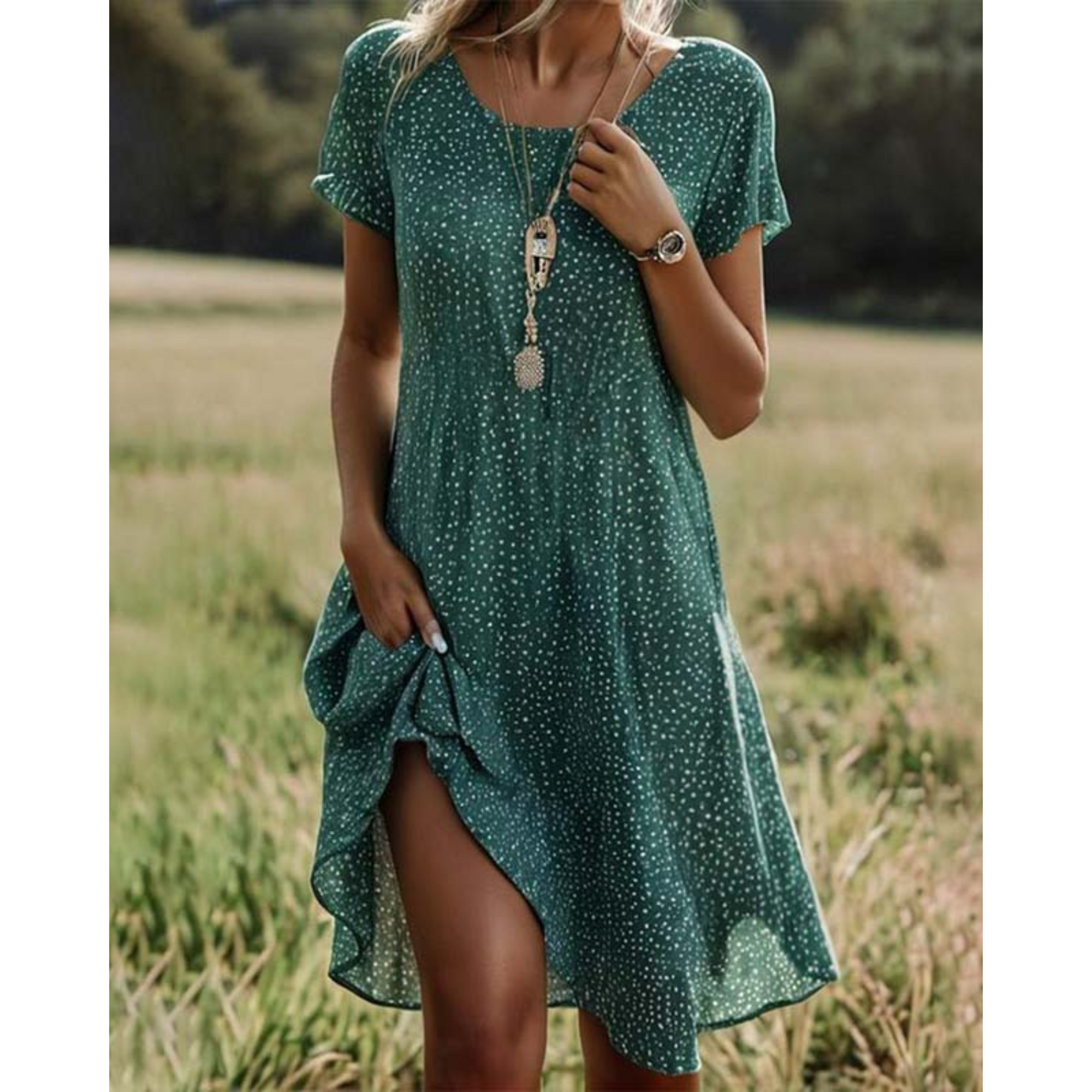 Robe d'Été Mi-Longue à Imprimé Géométrique pour Femme | Idéale pour les Vacances