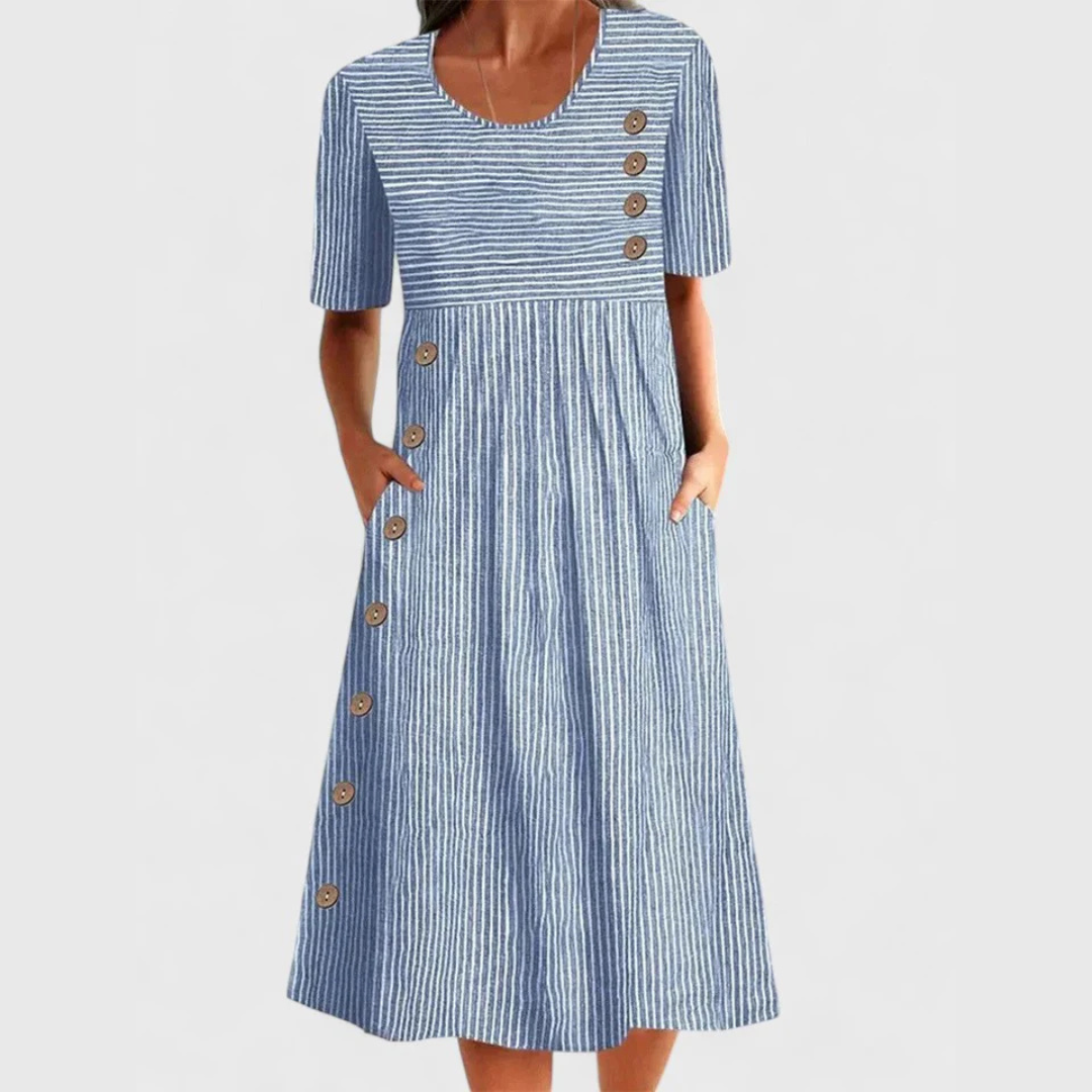 Robe longue boutonnée avec poches pour femmes