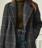Manteau à Carreaux en Tissu Effet Laine pour Femme