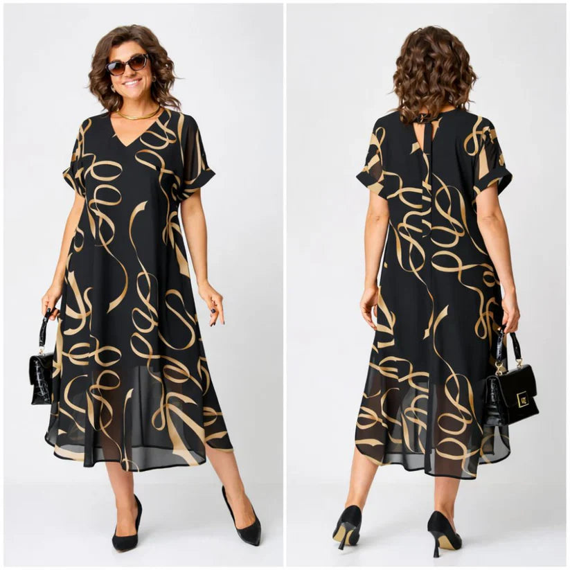 Robe Midi Élégante avec Imprimé pour Femmes