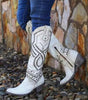 Bottes de Cowboy Cloutées à Talon Épais pour Femmes