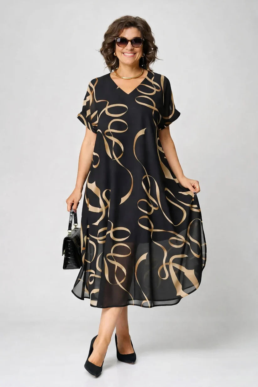Robe Midi Élégante avec Imprimé pour Femmes
