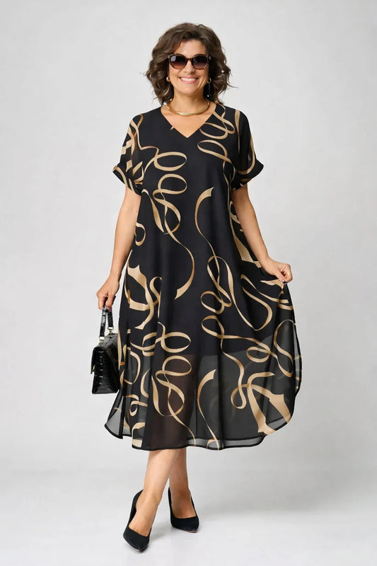 Robe Midi Élégante avec Imprimé pour Femmes