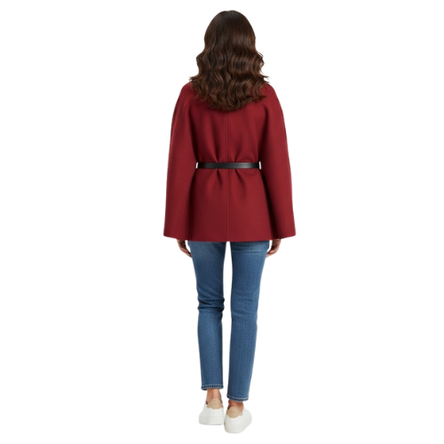 Cape Manteau Ceinturé à Manches Chauve-Souris pour Femmes