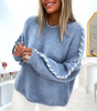 Pull Uni à Manches Longues et Col Rond Coupe Ample pour Femme
