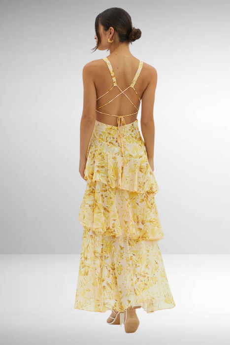 Robe Maxi en Chiffon à Volants pour Femmes