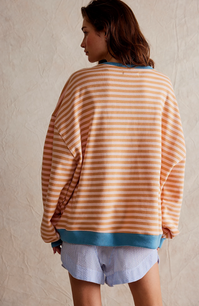 Sweat Rayé Décontracté à Col Rond pour Femmes