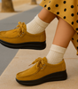 Mocassin Confort à Lacets et Semelle Plateforme en Suédine pour Femme