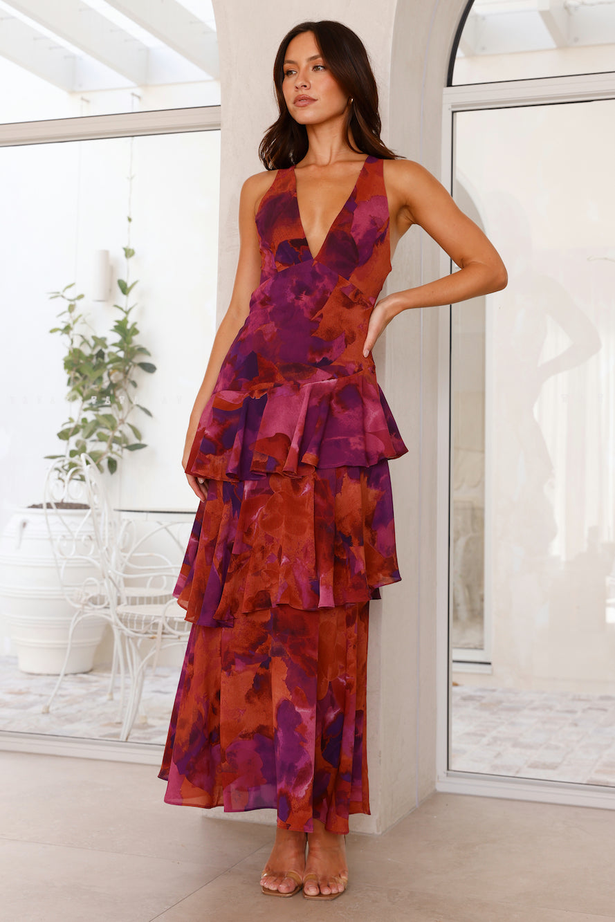 Robe Maxi en Chiffon à Volants pour Femmes