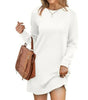 Robe Pull Courte et Ample à Manches Longues et Col Rond pour Femme