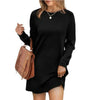 Robe Pull Courte et Ample à Manches Longues et Col Rond pour Femme