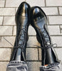 Botte Mi-Mollet à Lacets et Talon en Simili Cuir pour Femme