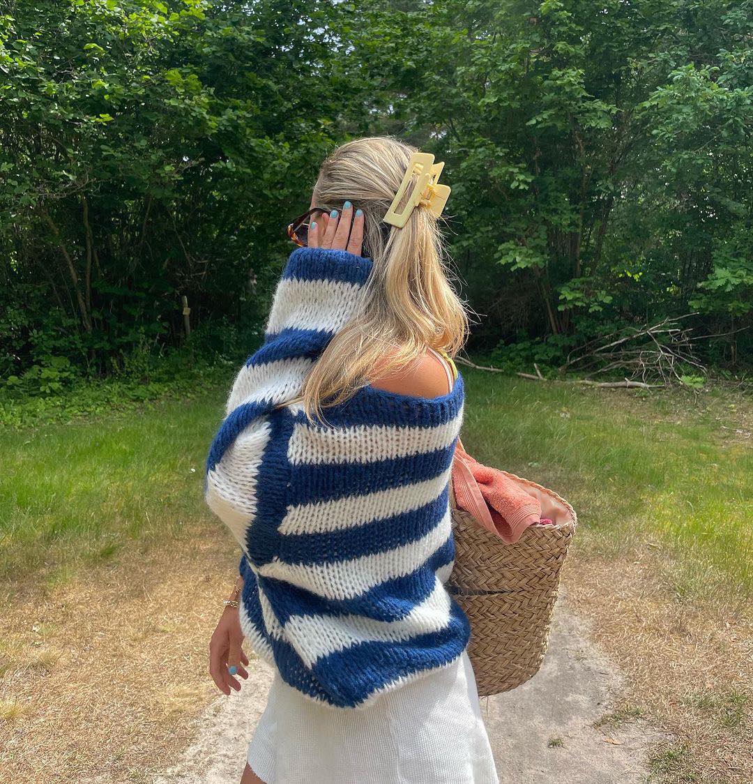 Cardigan Long à Rayures pour Femmes
