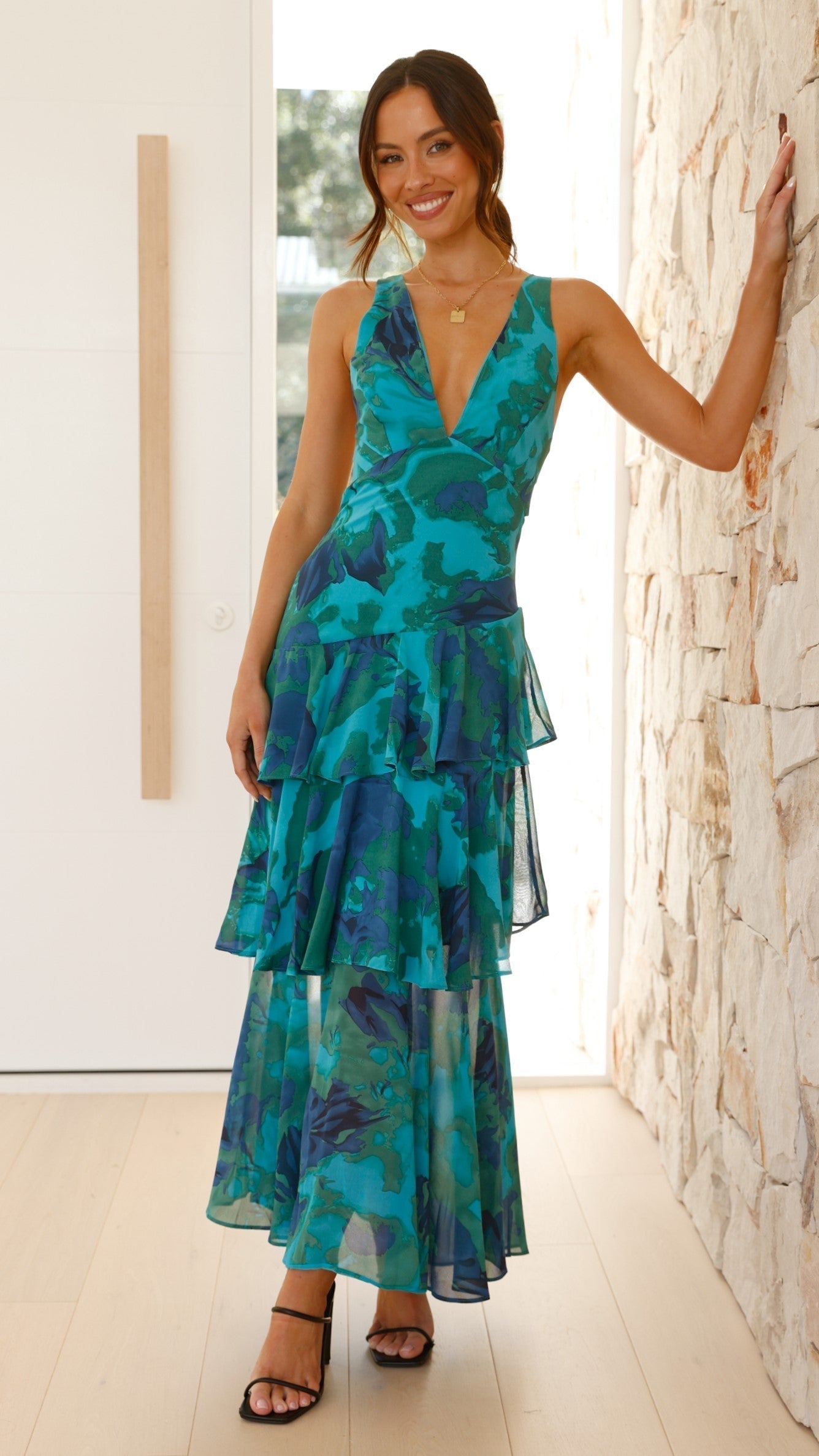 Robe Maxi en Chiffon à Volants pour Femmes