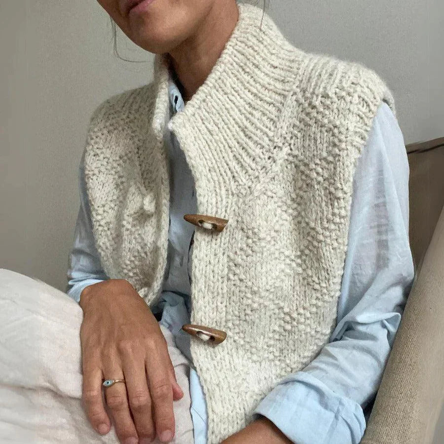Gilet Sans Manche à Col Montant en Maille pour Femme