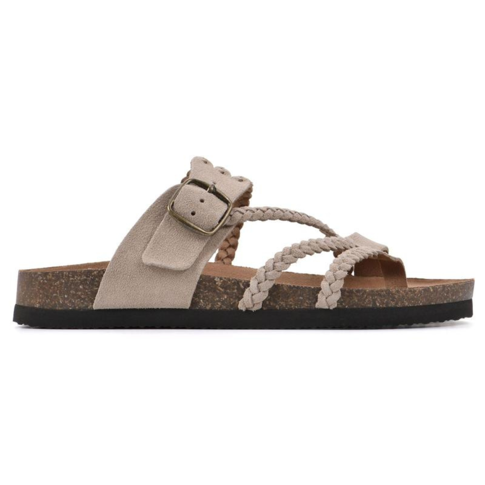 Sandales Plates Tressées à Boucle Ajustable pour Femme