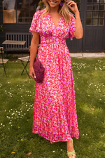 Robe Longue à Imprimé Fleuri et Taille Marquée pour Femme | Idéale pour l'Été