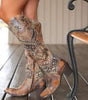 Bottes de Cowboy Cloutées à Talon Épais pour Femmes