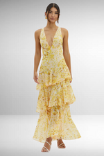 Robe Maxi en Chiffon à Volants pour Femmes