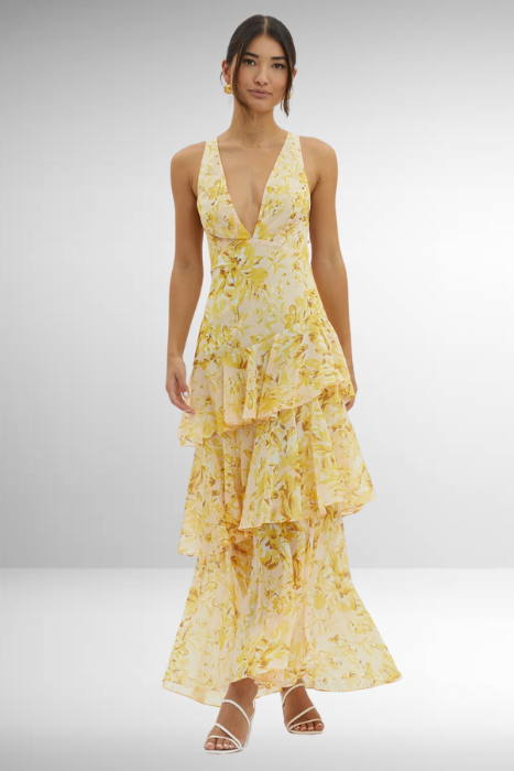 Robe Maxi en Chiffon à Volants pour Femmes