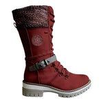 Botte à Lacets Haute en Simili Cuir pour Femme