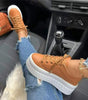 Basket Plateforme à Semelle Épaisse en Simili Cuir pour Femme