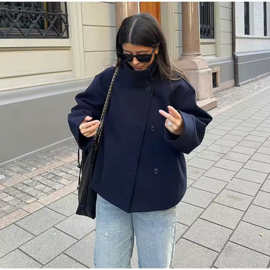 Veste Chic Court à Double Boutonnage pour Femmes