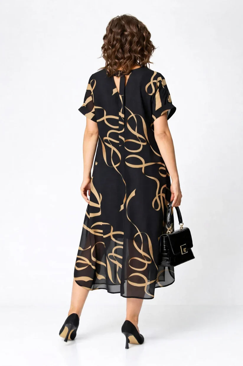 Robe Midi Élégante avec Imprimé pour Femmes
